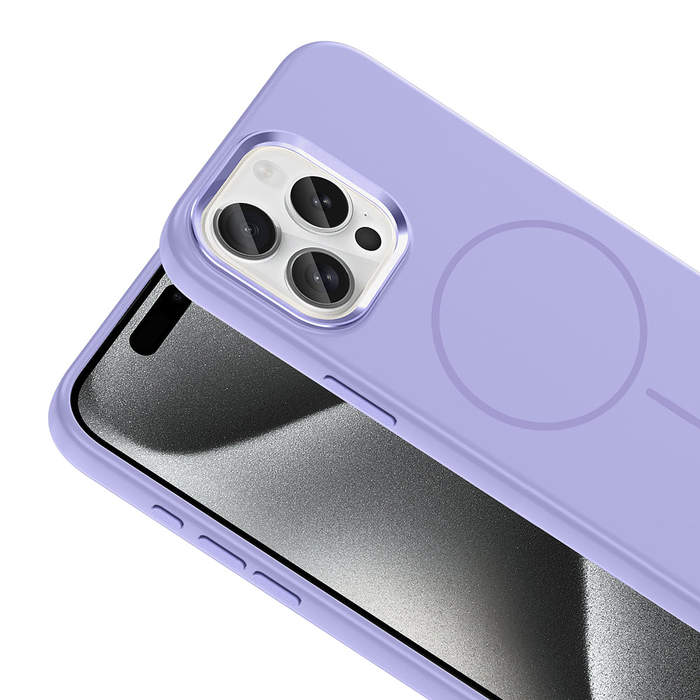 iPhone 15 Pro Max Kılıf M-Safe Şarj Özellikli Metal Kamera Çerçeveli Zore Edi Silikon Kılıf