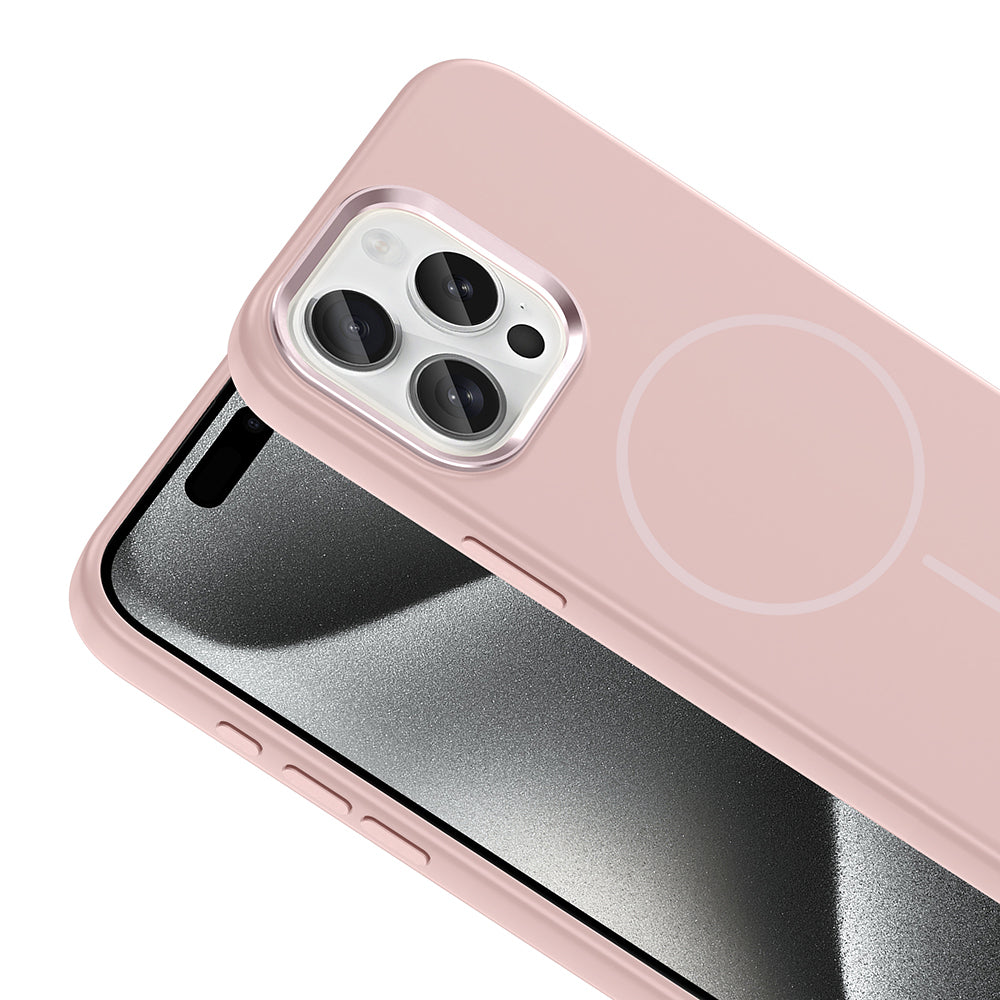 iPhone 15 Pro Max Kılıf M-Safe Şarj Özellikli Metal Kamera Çerçeveli Zore Edi Silikon Kılıf