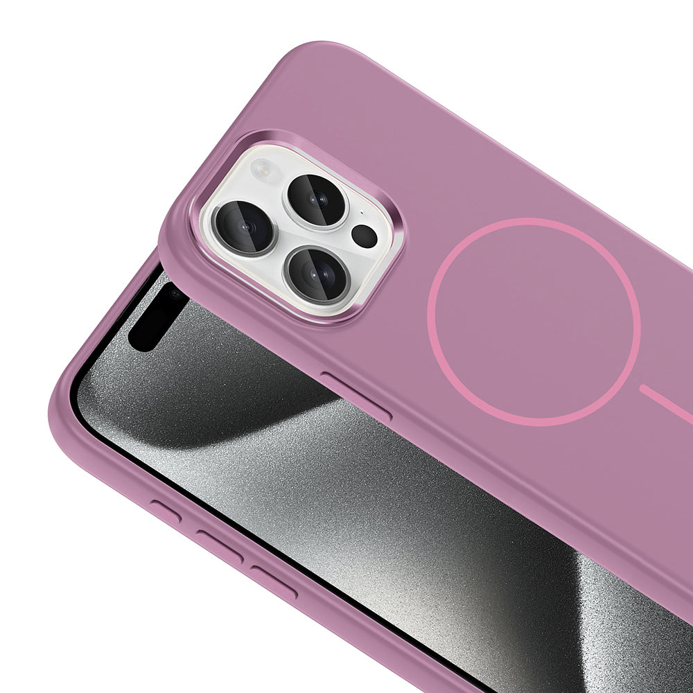 iPhone 15 Pro Max Kılıf M-Safe Şarj Özellikli Metal Kamera Çerçeveli Zore Edi Silikon Kılıf