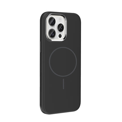 iPhone 15 Pro Max Kılıf M-Safe Şarj Özellikli Metal Kamera Çerçeveli Zore Edi Silikon Kılıf