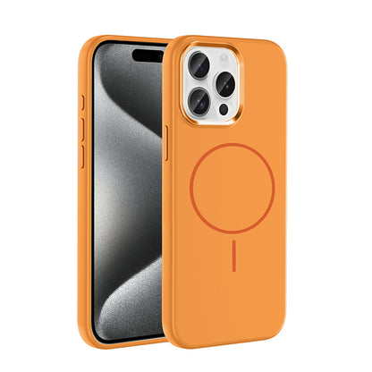 iPhone 15 Pro Max Kılıf M-Safe Şarj Özellikli Metal Kamera Çerçeveli Zore Edi Silikon Kılıf