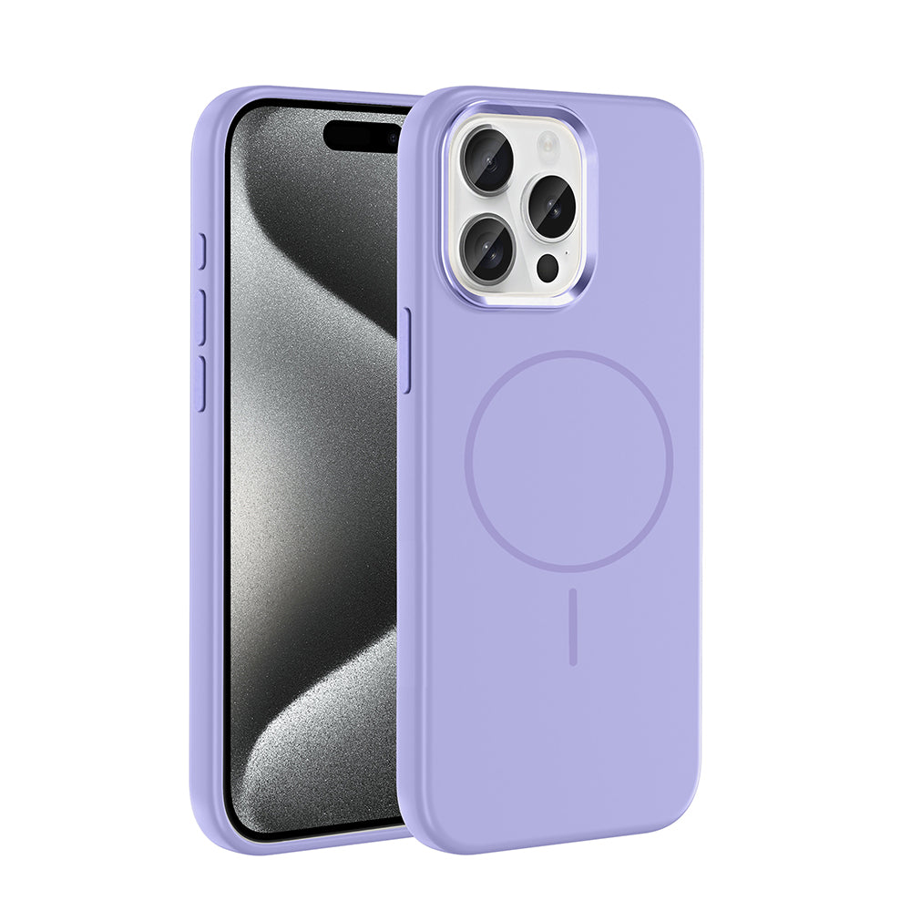 iPhone 15 Pro Max Kılıf M-Safe Şarj Özellikli Metal Kamera Çerçeveli Zore Edi Silikon Kılıf