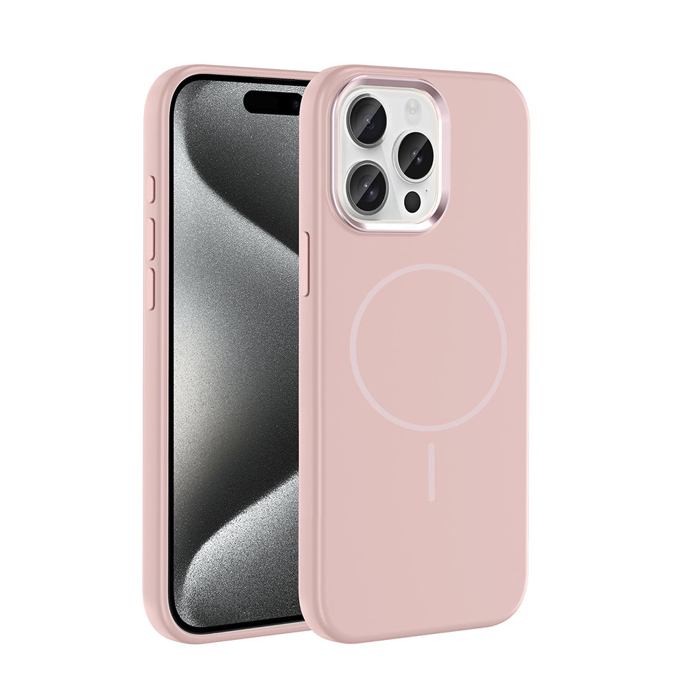 iPhone 15 Pro Max Kılıf M-Safe Şarj Özellikli Metal Kamera Çerçeveli Zore Edi Silikon Kılıf