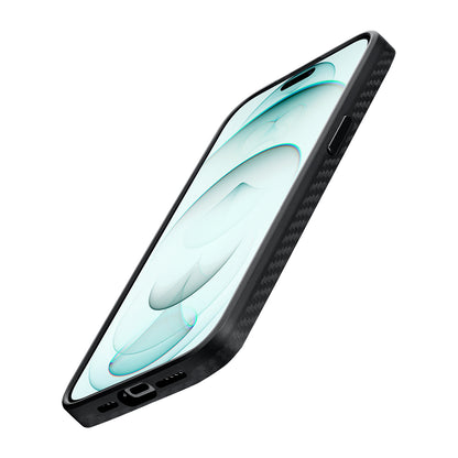 iPhone 15 Pro Max Kılıf M-safe Şarj Özellikli 1500D Aramid Fiber Pitaka Military-Grade Classic Serisi Black-Grey Twill Kılıf