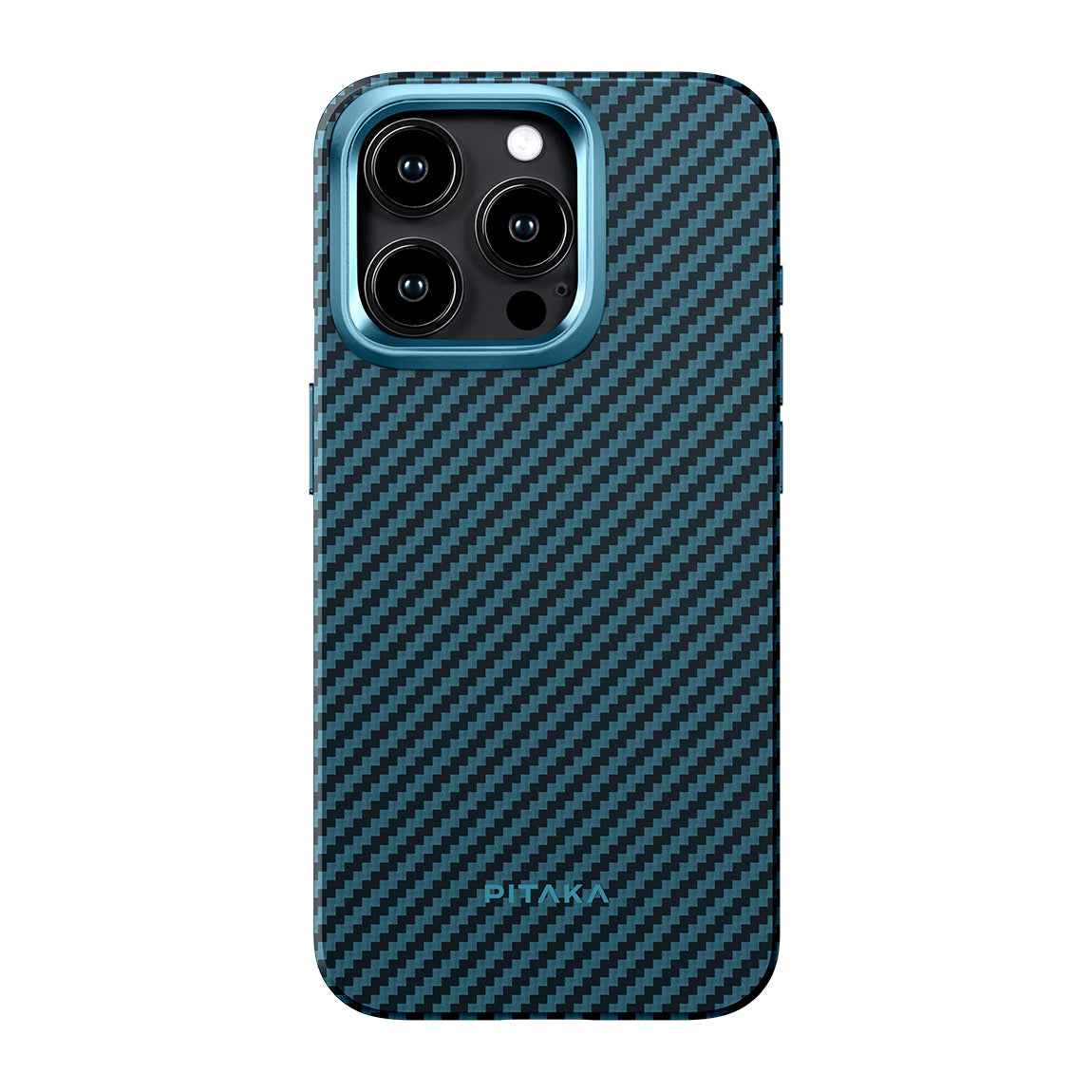 iPhone 15 Pro Max Kılıf M-safe Şarj Özellikli 1500D Aramid Fiber Pitaka Military-Grade Classic Serisi Black-Grey Twill Kılıf