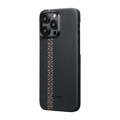 iPhone 15 Pro Max Kılıf M-safe Şarj Özellikli 600D Aramid Fiber Pitaka Tactile Woven Orchestra Serisi Rhapsody Kılıf