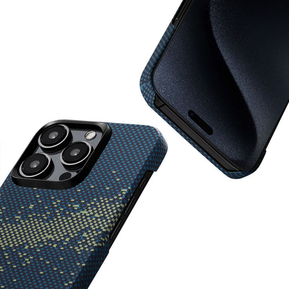 iPhone 15 Pro Max Kılıf M-safe Şarj Özellikli Aramid Fiber Pitaka Tactile Woven Starpeak Serisi Milky Way Galaxy Kılıf