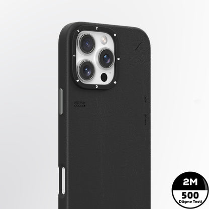 iPhone 15 Pro Max Kılıf M-safe Şarj Özellikli Basit Mat Deri Desenli Youngkit Tech Fashion Serisi Kılıf