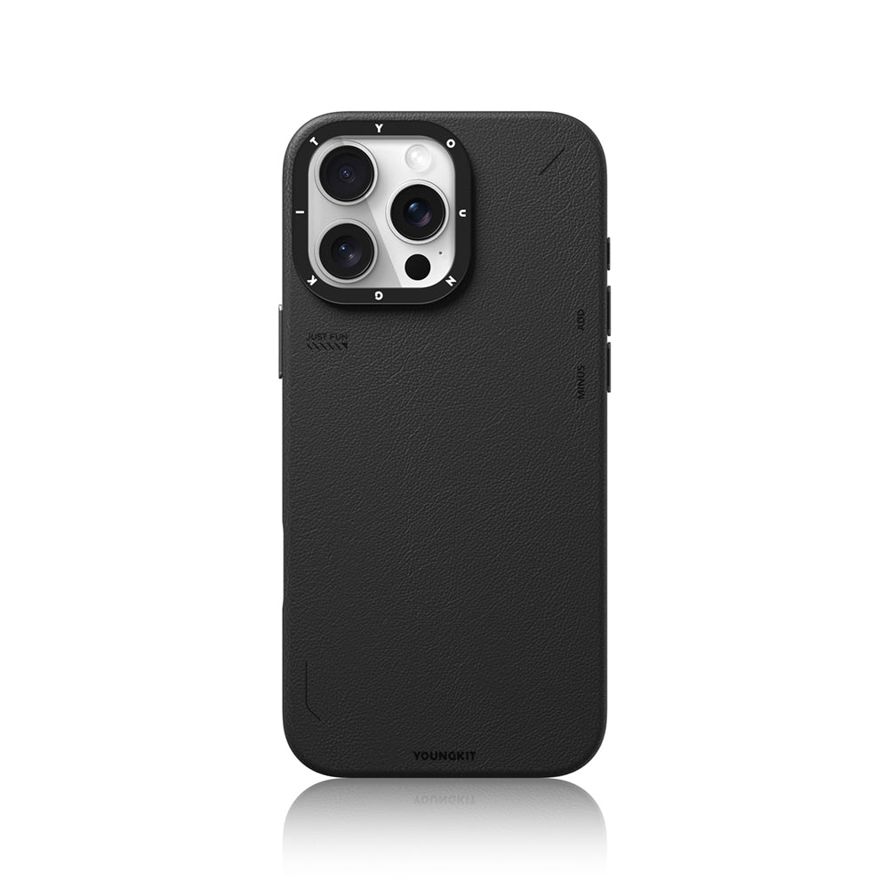 iPhone 15 Pro Max Kılıf M-safe Şarj Özellikli Basit Mat Deri Desenli Youngkit Tech Fashion Serisi Kılıf
