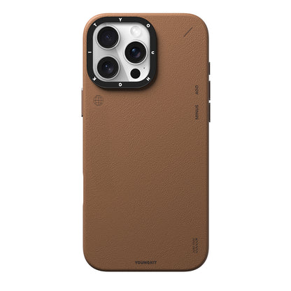 iPhone 15 Pro Max Kılıf M-safe Şarj Özellikli Basit Mat Deri Desenli Youngkit Tech Fashion Serisi Kılıf
