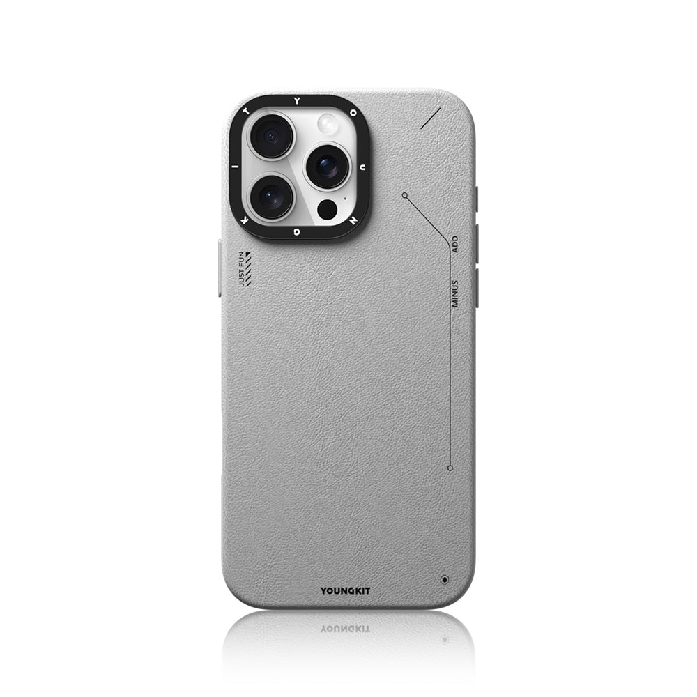 iPhone 15 Pro Max Kılıf M-safe Şarj Özellikli Basit Mat Deri Desenli Youngkit Tech Fashion Serisi Kılıf