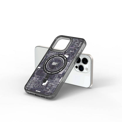 iPhone 15 Pro Max Kılıf M-safe Şarj Özellikli Desenli Wiwu Mecha Circuit H Serisi Kılıf
