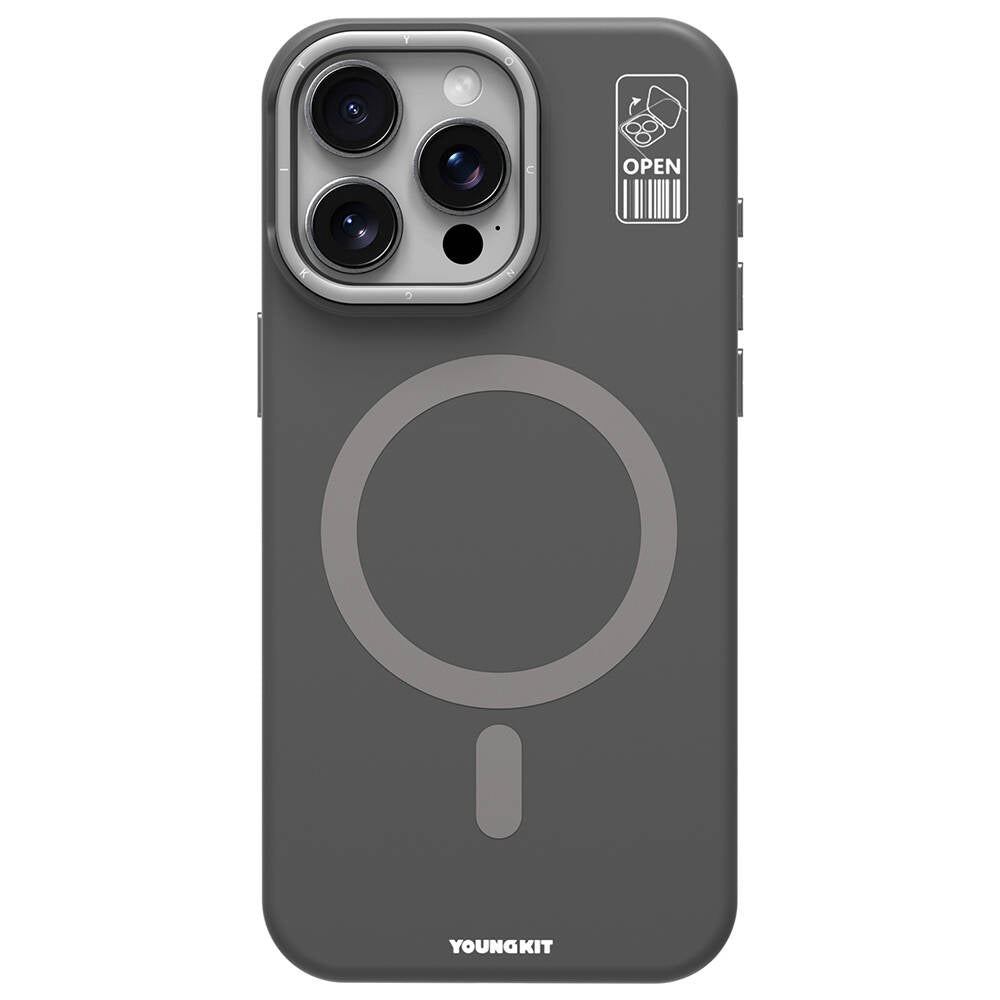 iPhone 15 Pro Max Kılıf M-safe Şarj Özellikli Kamera Standlı Youngkit Bitty Cream Kılıf