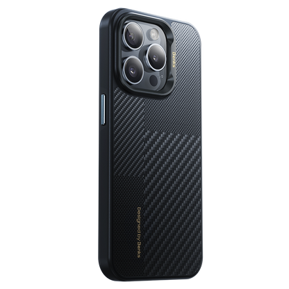 iPhone 15 Pro Max Kılıf M-safe Şarj Özellikli Karbon Fiber Benks Montage Hybrid ArmorPro Kevlar Kılıf