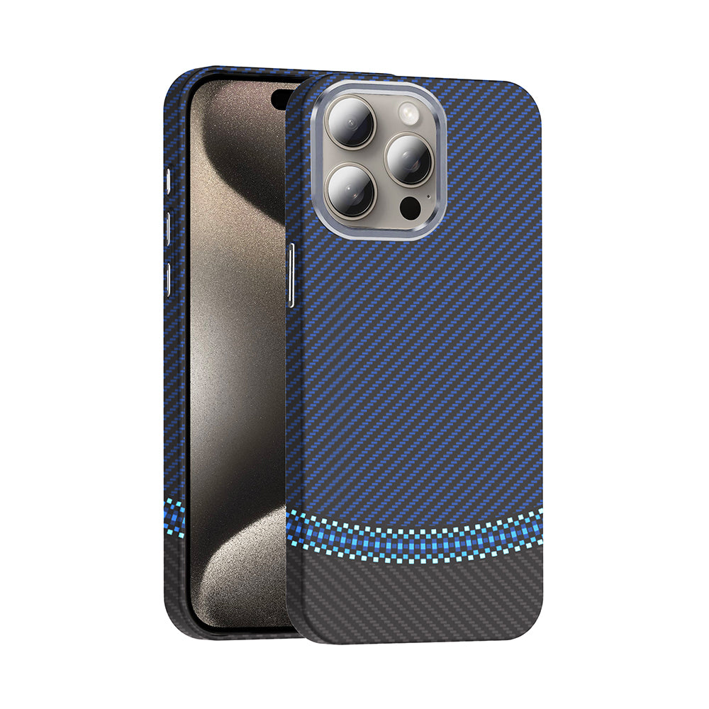 iPhone 15 Pro Max Kılıf M-safe Şarj Özellikli Karbon Fiber Görünümlü Zore Gros Kılıf