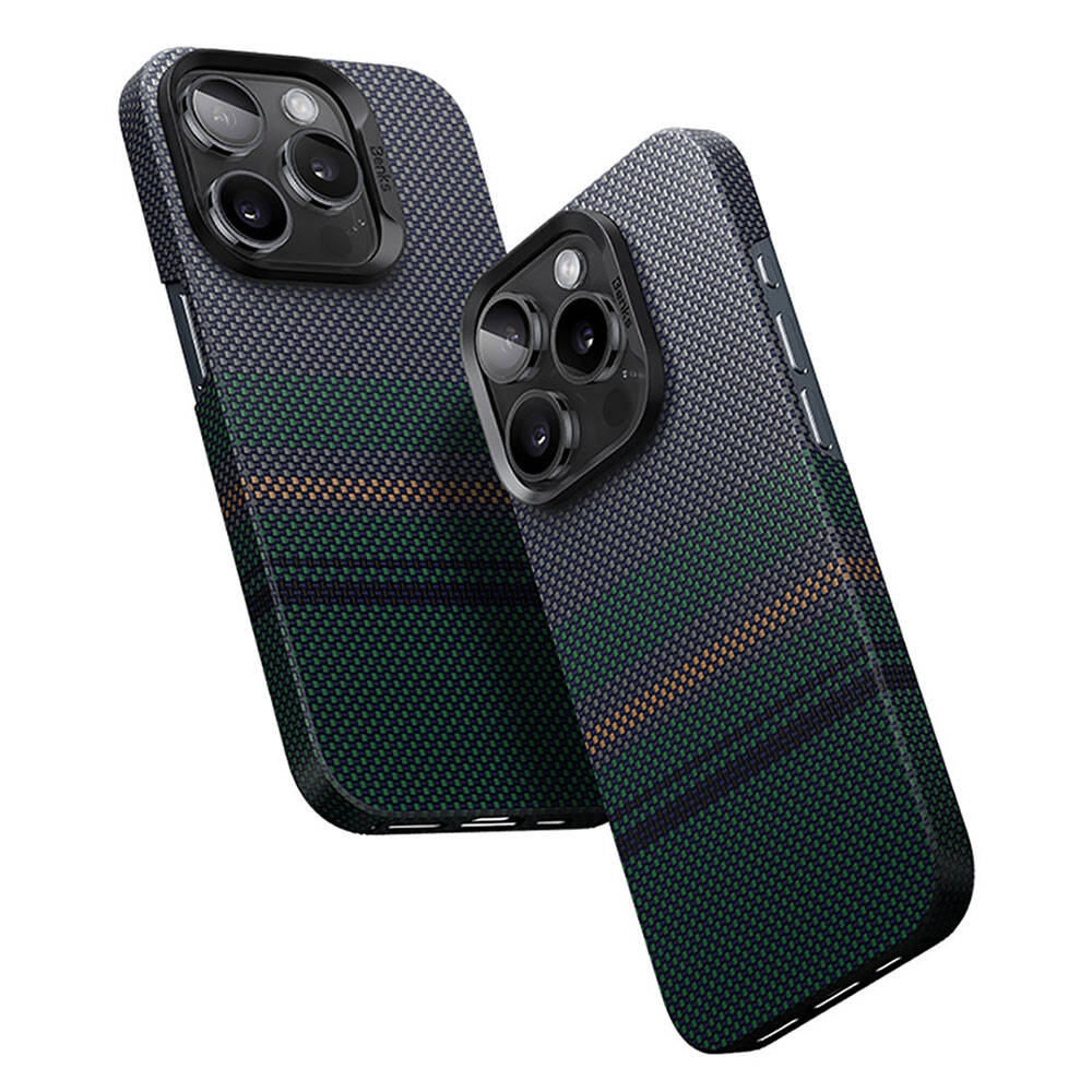iPhone 15 Pro Max Kılıf M-safe Şarj Özellikli Karbon Fiber Tasarımlı Benks Aurora ArmorAir Kevlar Kılıf