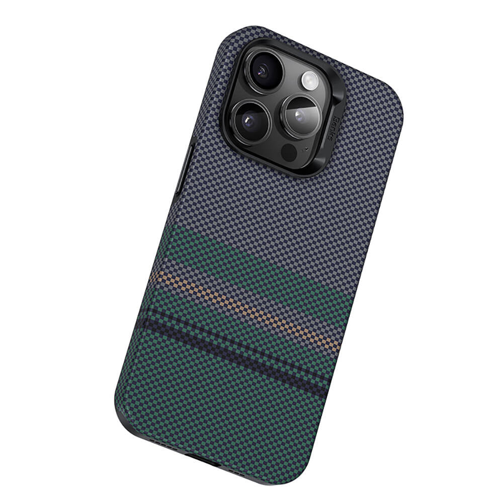 iPhone 15 Pro Max Kılıf M-safe Şarj Özellikli Karbon Fiber Tasarımlı Benks Aurora ArmorPro Kevlar Kılıf