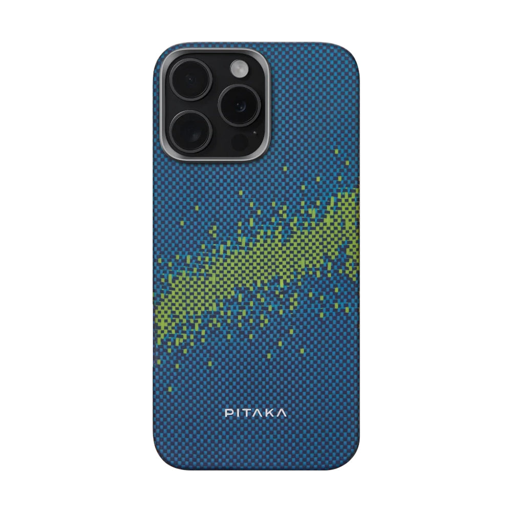 iPhone 15 Pro Max Kılıf M-safe Şarj Özellikli Lumintex Teknolojili Fosforlu Özellikli Aramid Fiber Pitaka Tactile Woven Starpeak Serisi Milky Way Galaxy Kılıf