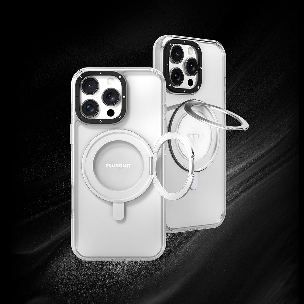 iPhone 15 Pro Max Kılıf M-safe Şarj Özellikli Parmak Ring Standlı Youngkit Pivot Serisi Kılıf