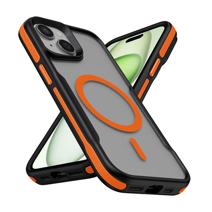 iPhone 15 Pro Max Kılıf M-safe Şarj Özellikli Renkli Kenar Airbag Şeritli Zore Lamer Kılıf