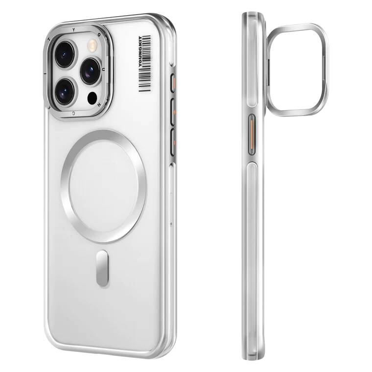 iPhone 15 Pro Max Kılıf M-safe Şarj Özellikli Sararma Önleyici Youngkit Crystal Grid Kılıf