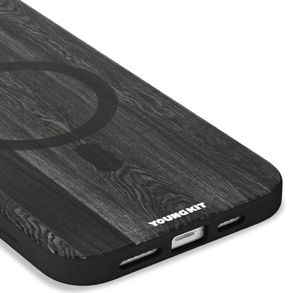 iPhone 15 Pro Max Kılıf M-safe Şarj Özellikli Sararmaya Dayanıklı Youngkit Wood Forest Serisi Kılıf