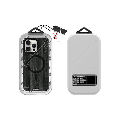 iPhone 15 Pro Max Kılıf M-safe Şarj Özellikli Sararmaya Dayanıklı Youngkit Wood Forest Serisi Kılıf