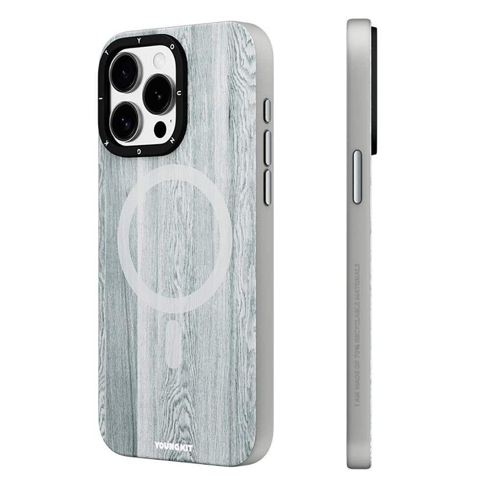 iPhone 15 Pro Max Kılıf M-safe Şarj Özellikli Sararmaya Dayanıklı Youngkit Wood Forest Serisi Kılıf