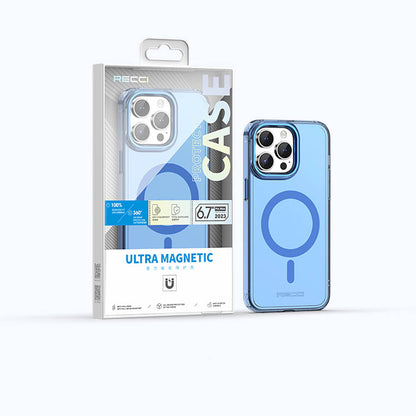 iPhone 15 Pro Max Kılıf M-safe Şarj Özellikli Saydam Arka Yüzey Recci Crystal Color Serisi Kılıf