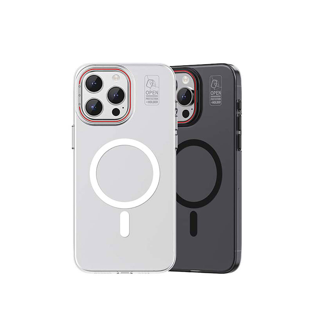iPhone 15 Pro Max Kılıf M-safe Şarj Özellikli Standlı Metal Kamera Çerçeveli Mat Recci Glaze Serisi Kılıf
