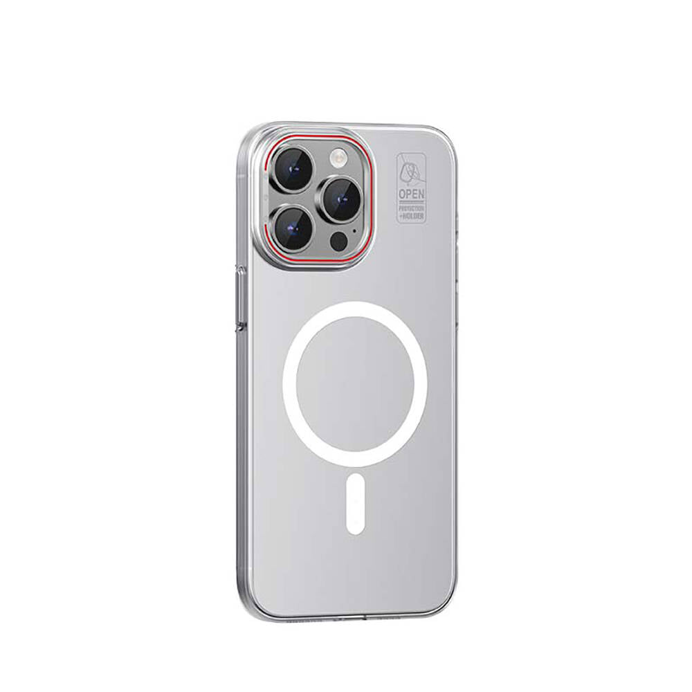 iPhone 15 Pro Max Kılıf M-safe Şarj Özellikli Standlı Metal Kamera Çerçeveli Mat Recci Glaze Serisi Kılıf