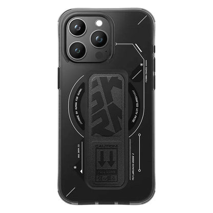 iPhone 15 Pro Max Kılıf M-safe Şarj Özellikli Teknoloji Desenli Standlı Skinarma Helio Kılıf