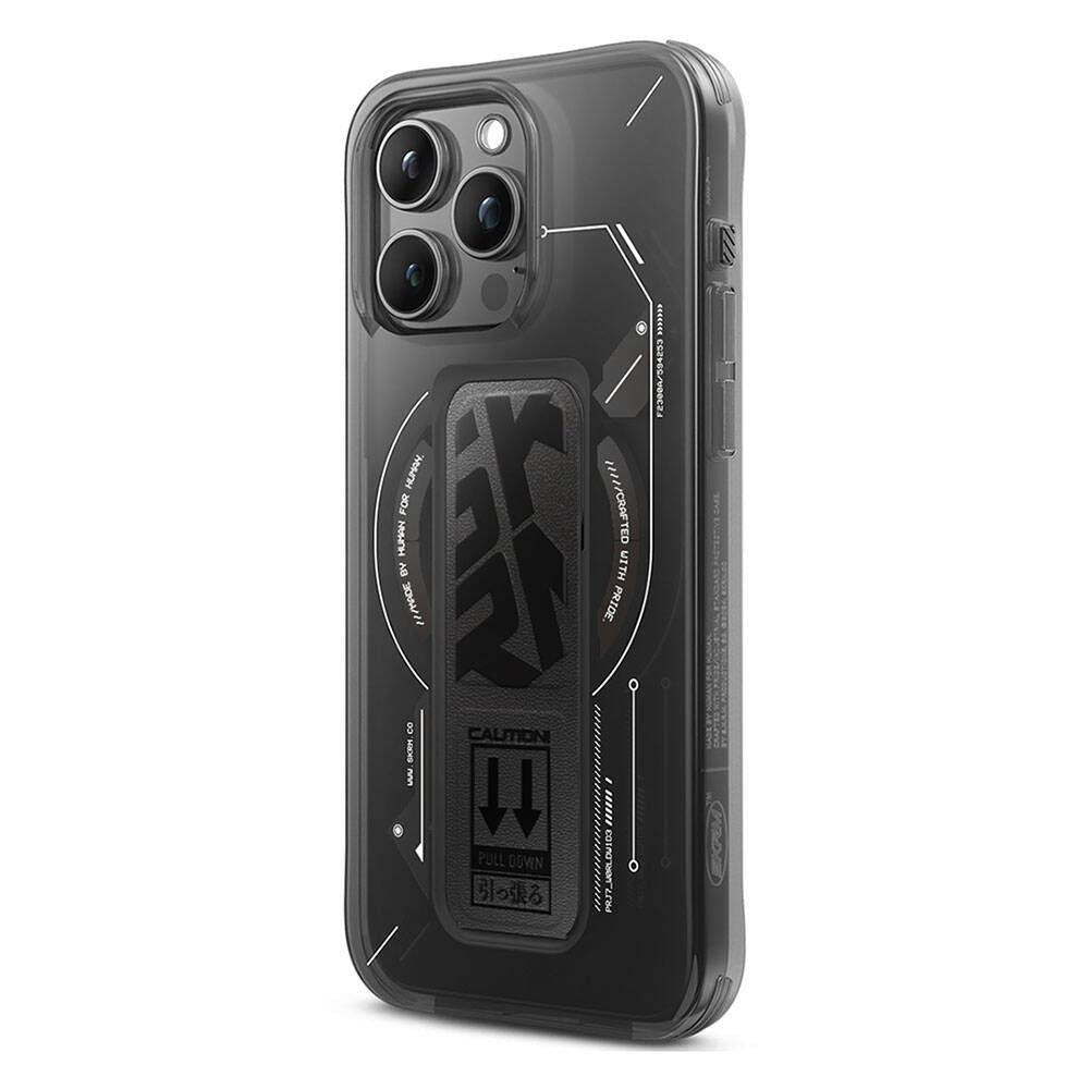 iPhone 15 Pro Max Kılıf M-safe Şarj Özellikli Teknoloji Desenli Standlı Skinarma Helio Kılıf