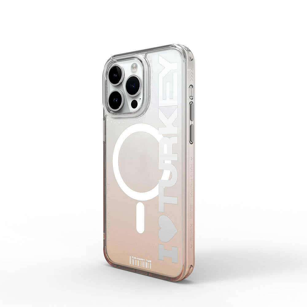 iPhone 15 Pro Max Kılıf M-safe Şarj Özellikli Transparan Renk Geçişli Wiwu Turkey C Serisi Kılıf