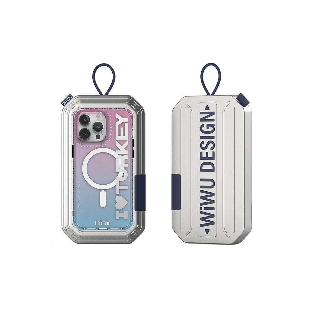 iPhone 15 Pro Max Kılıf M-safe Şarj Özellikli Transparan Renk Geçişli Wiwu Turkey C Serisi Kılıf