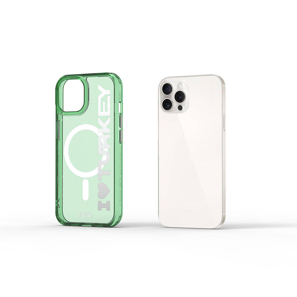 iPhone 15 Pro Max Kılıf M-safe Şarj Özellikli Transparan Renk Geçişli Wiwu Turkey C Serisi Kılıf