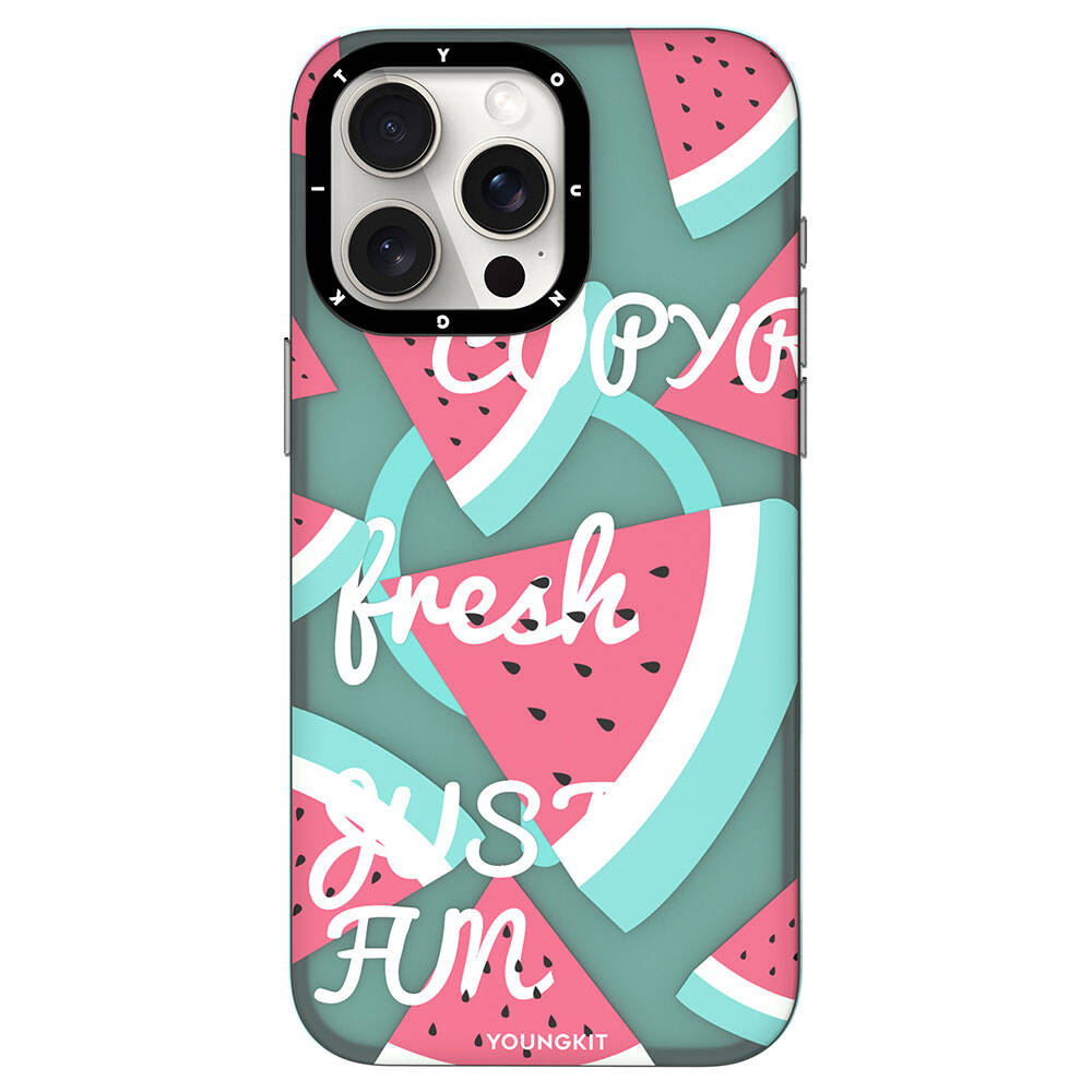 iPhone 15 Pro Max Kılıf M-safe Şarj Özellikli Yaz Meyvesi Desenli Youngkit Fruity Flavour Serisi Kılıf