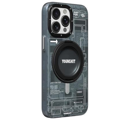 iPhone 15 Pro Max Kılıf M-safe Şarj Özellikli Youngkit 360° Standlı Technology Serisi Kılıf