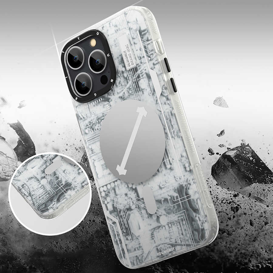 iPhone 15 Pro Max Kılıf M-safe Şarj Özellikli YoungKit Technology Serisi Kılıf
