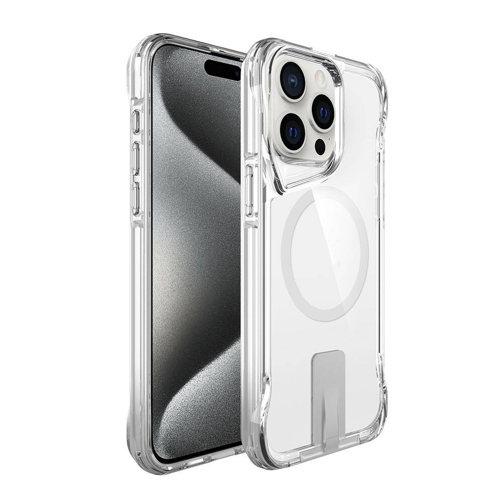 iPhone 15 Pro Max Kılıf M-safe Şarj Özellikli Zore T-Max Standlı Kılıf