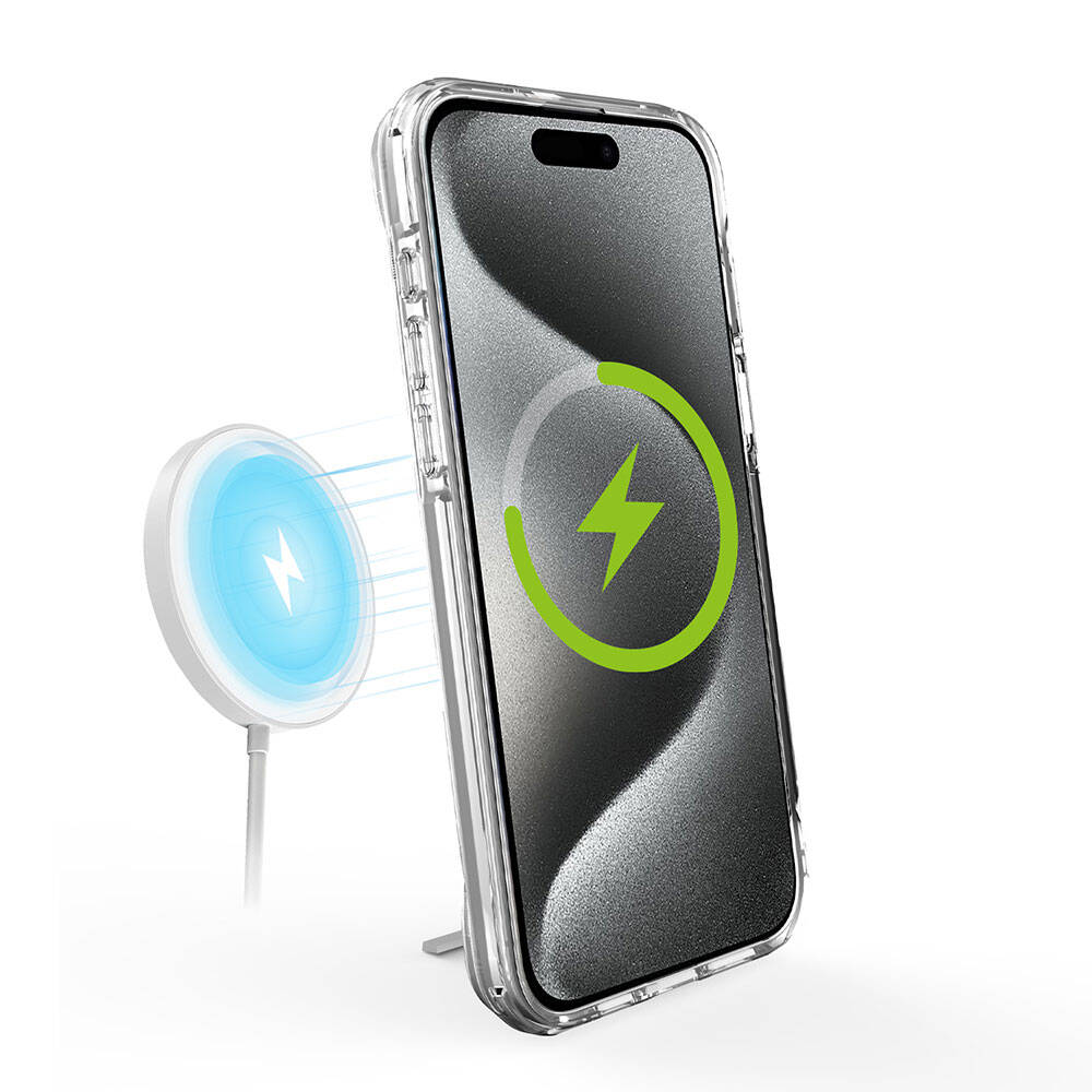 iPhone 15 Pro Max Kılıf M-safe Şarj Özellikli Zore T-Max Standlı Kılıf