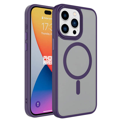 iPhone 15 Pro Max Kılıf Mat Arka Yüzey Wireless Şarj Özellikli Zore Flet M-safe Kılıf