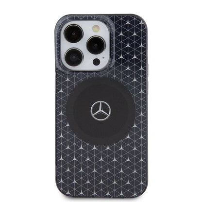 iPhone 15 Pro Max Kılıf Mercedes Benz Orijinal Lisanslı M-safe Şarj Özellikli Çift Katmanlı Mini Yıldız Desenli Kılıf