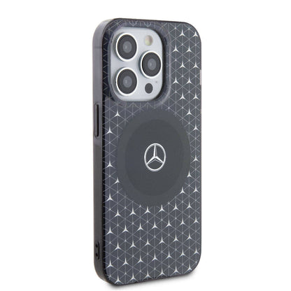 iPhone 15 Pro Max Kılıf Mercedes Benz Orijinal Lisanslı M-safe Şarj Özellikli Çift Katmanlı Mini Yıldız Desenli Kılıf