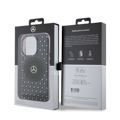 iPhone 15 Pro Max Kılıf Mercedes Benz Orijinal Lisanslı M-safe Şarj Özellikli Çift Katmanlı Mini Yıldız Desenli Kılıf