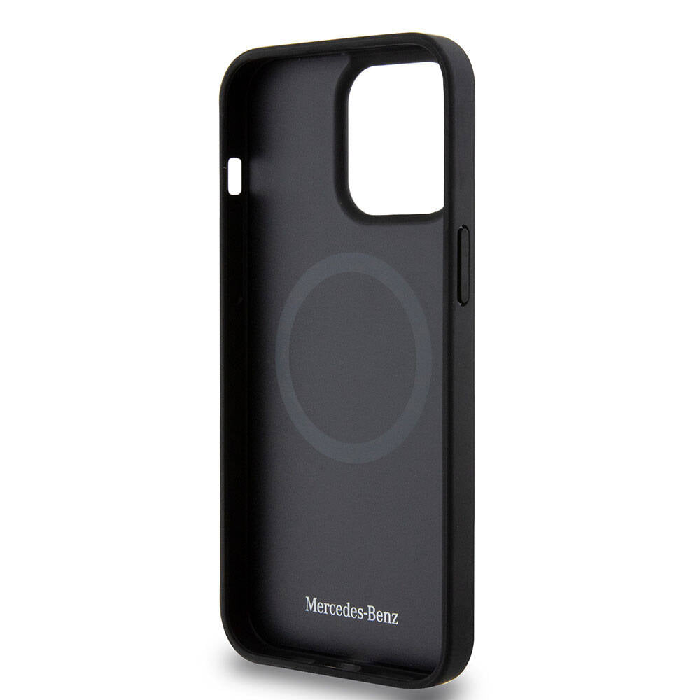 iPhone 15 Pro Max Kılıf Mercedes Benz Orijinal Lisanslı M-safe Şarj Özellikli Metal Yıldız Logolu Pürüzsüz Deri Kılıf