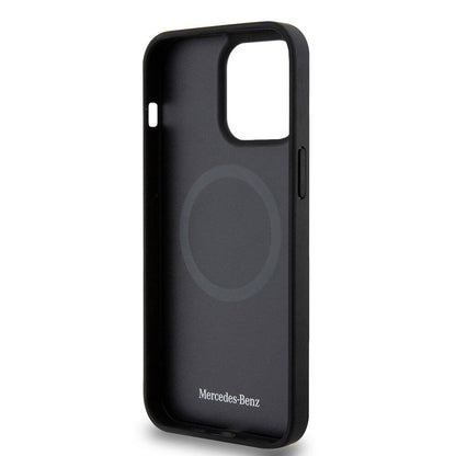 iPhone 15 Pro Max Kılıf Mercedes Benz Orijinal Lisanslı M-safe Şarj Özellikli Metal Yıldız Logolu Pürüzsüz Deri Kılıf