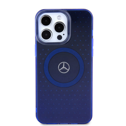 iPhone 15 Pro Max Kılıf Mercedes Benz orijinal Lisanslı M-safe Şarj Özellikli Çift Katmanlı Mavi Yıldız Desenli Kılıf