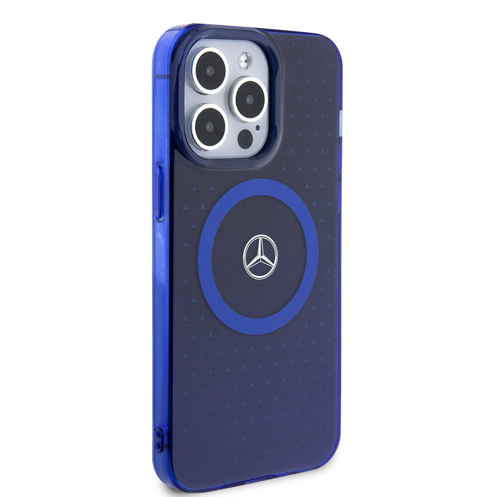 iPhone 15 Pro Max Kılıf Mercedes Benz orijinal Lisanslı M-safe Şarj Özellikli Çift Katmanlı Mavi Yıldız Desenli Kılıf