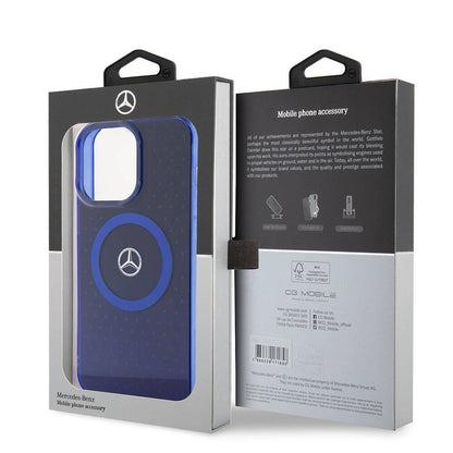 iPhone 15 Pro Max Kılıf Mercedes Benz orijinal Lisanslı M-safe Şarj Özellikli Çift Katmanlı Mavi Yıldız Desenli Kılıf